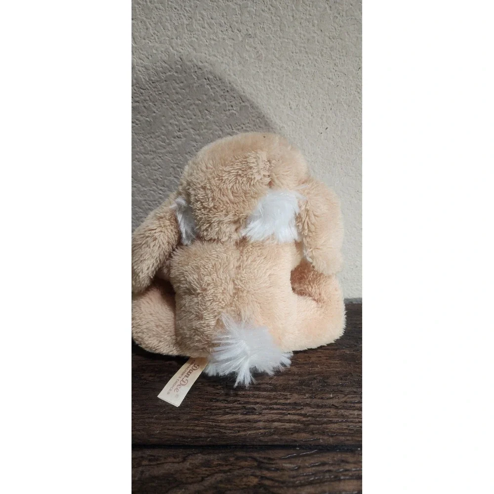 Dan Dee Plush Bunny Rabbit Tan White Stuffed Animal w Bow Soft Toy